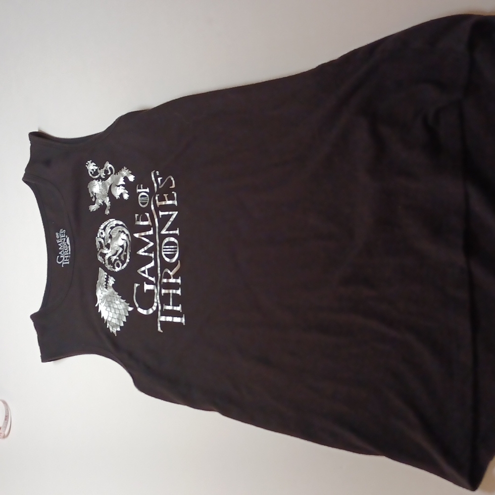HBO game of thrones tank black with silver size small